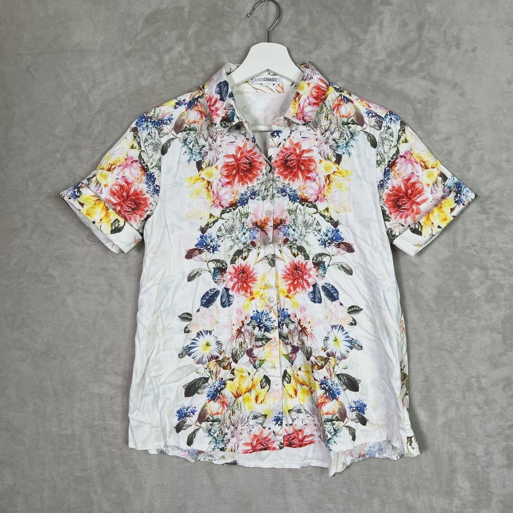 NARACAMICIE Botanical Printed Cuff Sleeve Blouse Size S-M